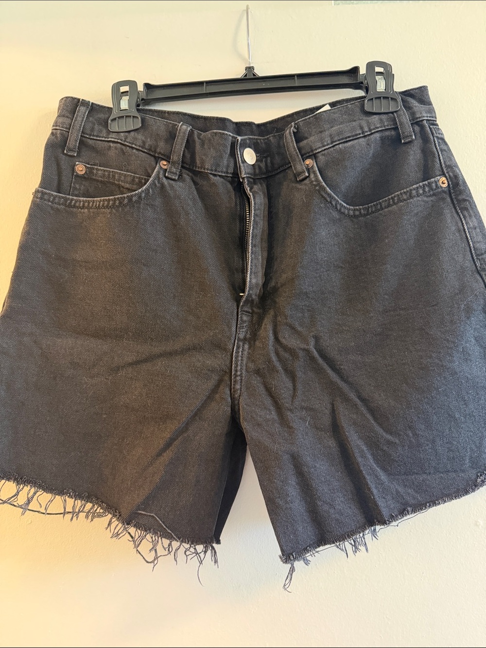 Zara Black Men’s Frayed Denim Shorts